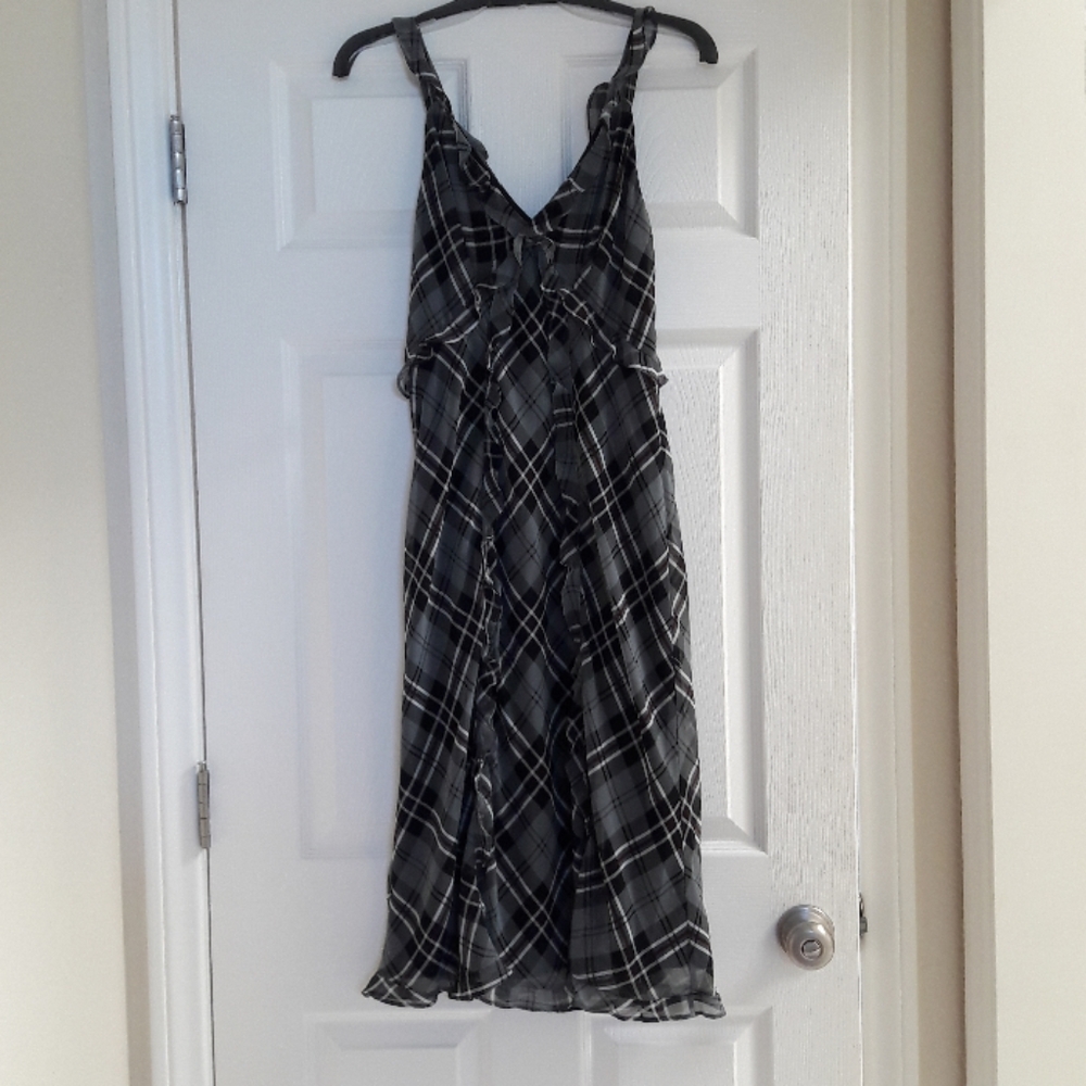 Bailey 44 Black Grey & Wine Plaid Sleeveless Dress